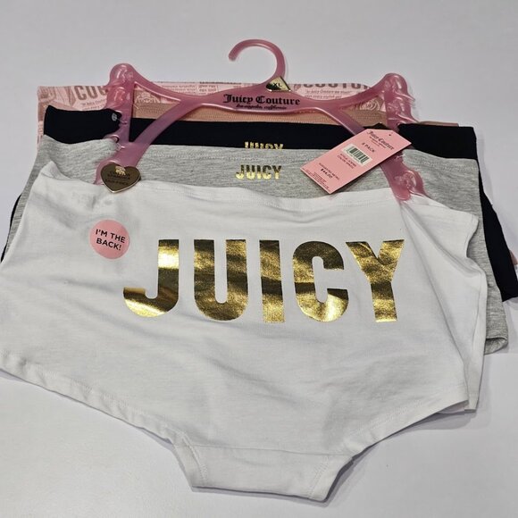 Juicy Couture Boy Shorts Panties 5Pk Logo Underwear Size XL - Picture 2 of 9